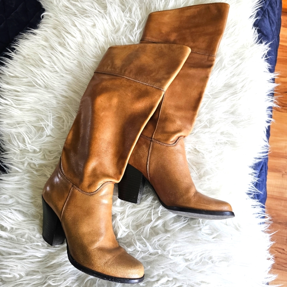 Aldo heeled boots, camel, size 38